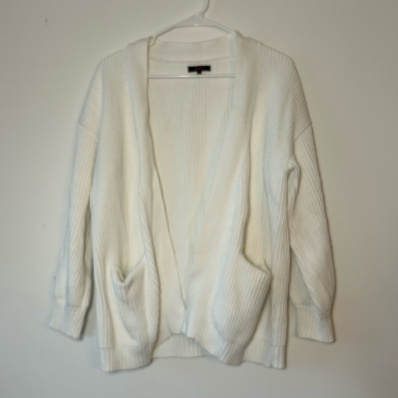 Quince (S) Ivory White Organic Cotton Cozy Oversized Knit Open Front Cardigan - Picture 2 of 7